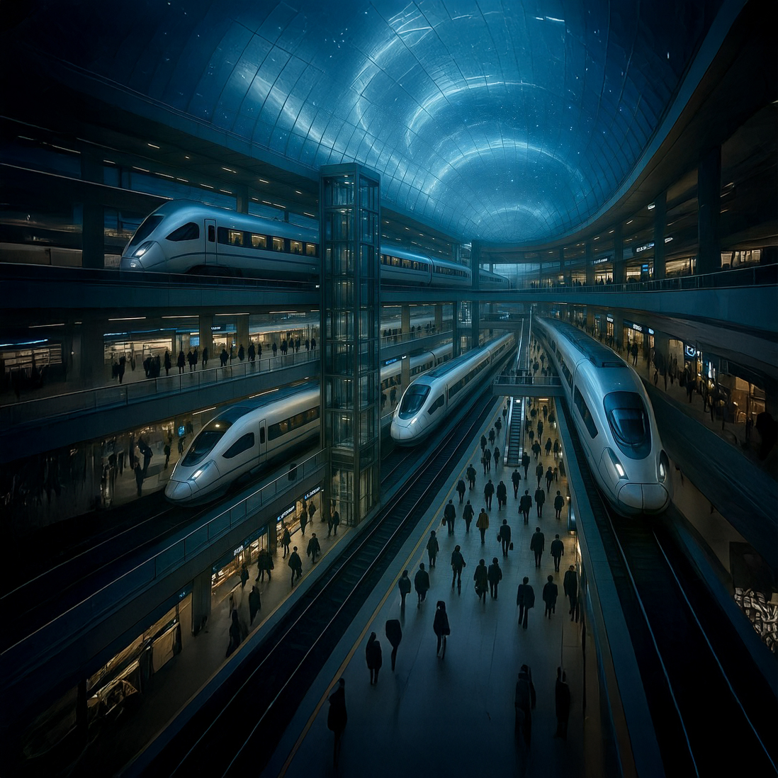 Vision of the Ontario Connected of various Subway Levels in a transit hub.