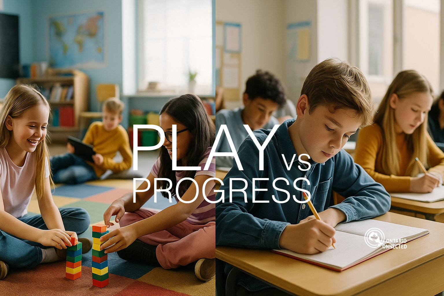 Ontario classroom showing play-based learning and relaxed academic structure